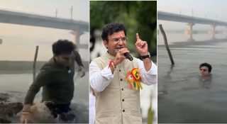 റീൽസ് ചിത്രീകരണത്തിനിടെ വെള്ളത്തിൽ വീണു ബിജെപി എംഎൽഎ; പരിഹസിച്ച് ആം ആദ്മി