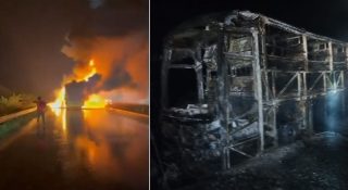 ഉറങ്ങുകയായിരുന്നവരെ വിഴുങ്ങി തീ; ബസ് അപകടത്തില്‍ 25 മരണമെന്ന് റിപ്പോര്‍ട്ട്; ദുരന്തമായി കുര്‍ണൂല്‍