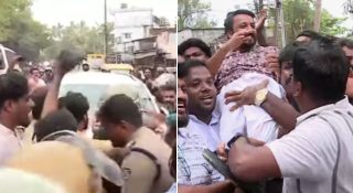 രാഹുല്‍ മാങ്കൂട്ടത്തിലിനെ തടഞ്ഞ് ഡിവൈഎഫ്‌ഐ, ബിജെപി;  ചുമലിലേറ്റി ലീഗ്, കോണ്‍ഗ്രസ് പ്രവര്‍ത്തകര്‍; റോഡ് ഉദ്ഘാടനവും നടന്നു