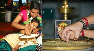 കൊഞ്ചി ചിരിച്ചും ചിണുങ്ങി കരഞ്ഞും അറിവിന്റെ ലോകത്തേക്ക് കുരുന്നുകള്; സംസ്ഥാന വ്യാപകമായി വിദ്യാരംഭ ചടങ്ങുകള്