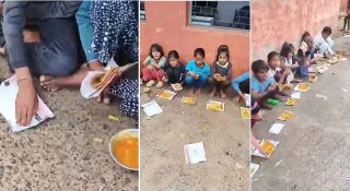 പേപ്പറിൽ ഭക്ഷണം കഴിച്ച കുട്ടികൾക്കിനി ആശ്വാസം, പാത്രം കിട്ടി; വാർത്ത വൈറലായതിന് പിന്നാലെ നടപടി