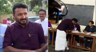 ഒളിവിൽ നിന്നും പുറത്തേക്ക്; വോട്ട് രേഖപ്പെടുത്തി രാഹുൽ; ബൊക്കെ നൽകി സ്വീകരിച്ച് കോൺഗ്രസ് പ്രവർത്തകർ